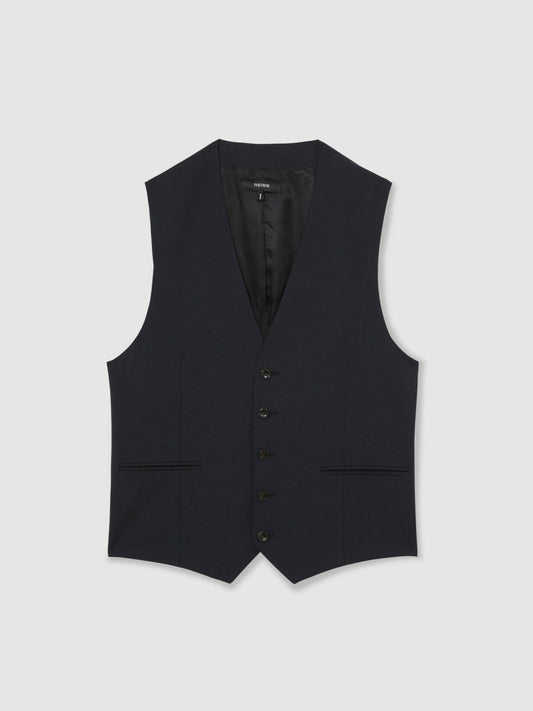 Wool-Blend Slim-Fit Waistcoat Navy | Mens