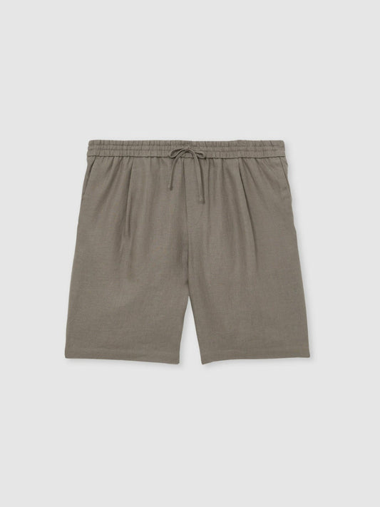 Linen Drawstring Shorts Mushroom Brown | Mens