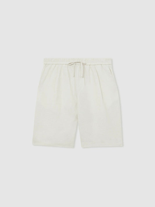 Linen Drawstring Shorts Stone | Mens