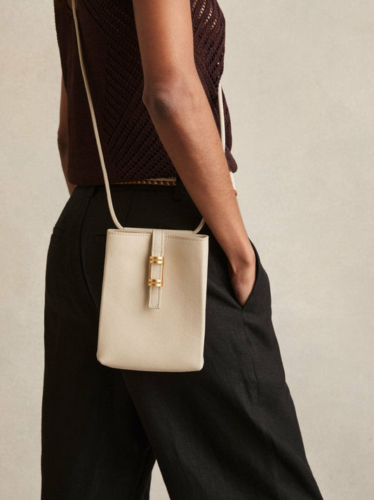 Leather Phone Holder Off White | Womens