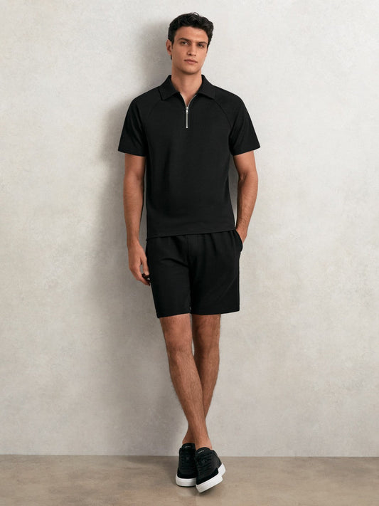 Bonded-Leather Low-Top Trainers Black | Mens