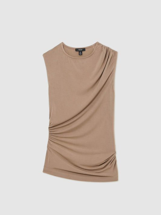 Stretch-Modal Ruched Vest Mocha Brown | Womens