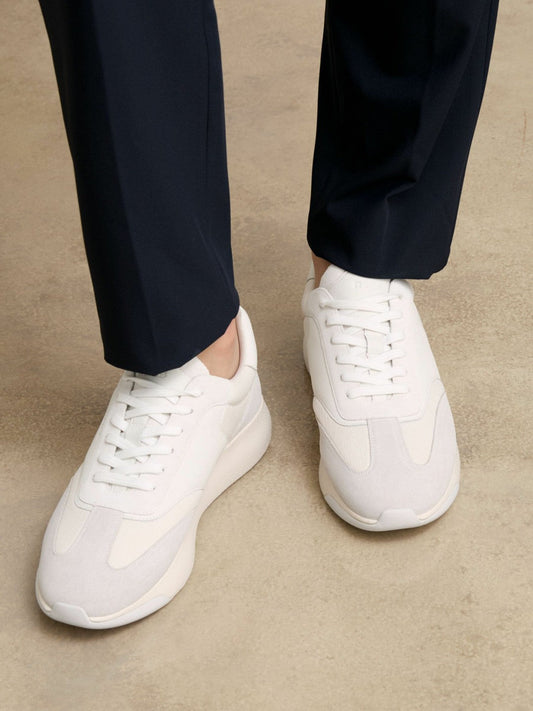 Bonded-Leather Suede Running Trainers White | Mens