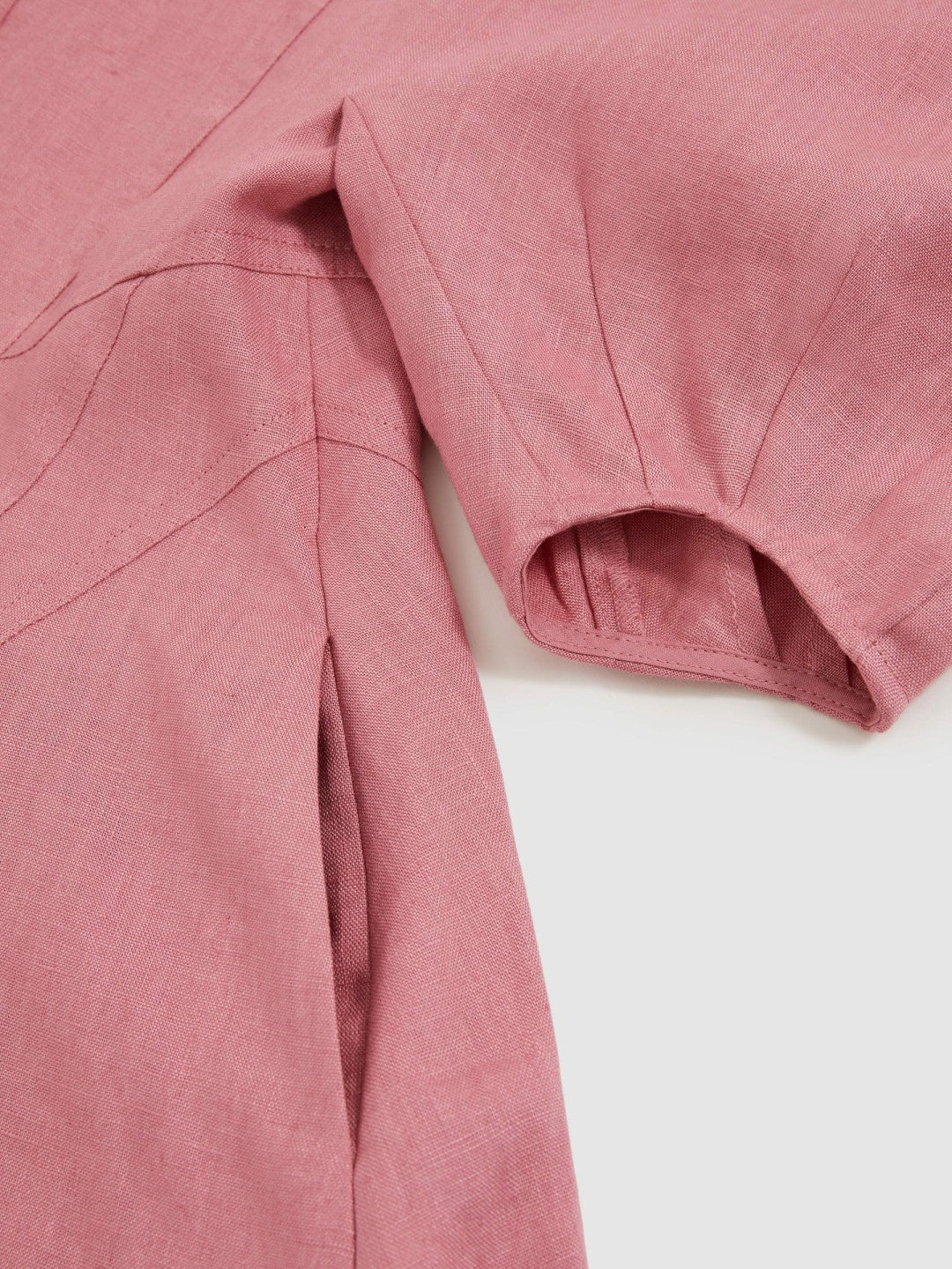 13-14 yrs Linen Balloon-Sleeve Dress Pink | Children