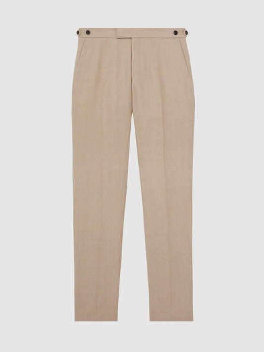 Wool-Blend Slim-Fit Suit Trousers Oatmeal Brown | Mens
