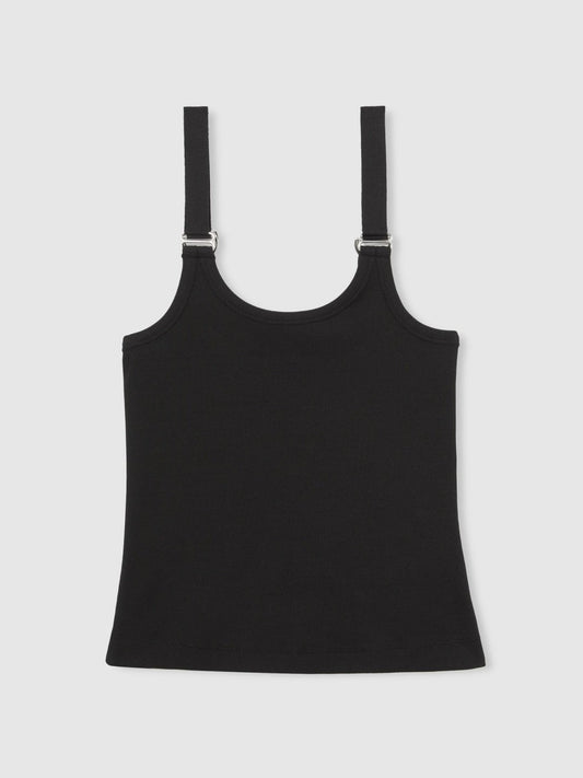 Stretch-Cotton D-Ring Strap Vest Black | Womens