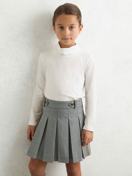 13-14 yrs Cotton-Jersey Roll-Neck Top with Stretch Ivory | Children