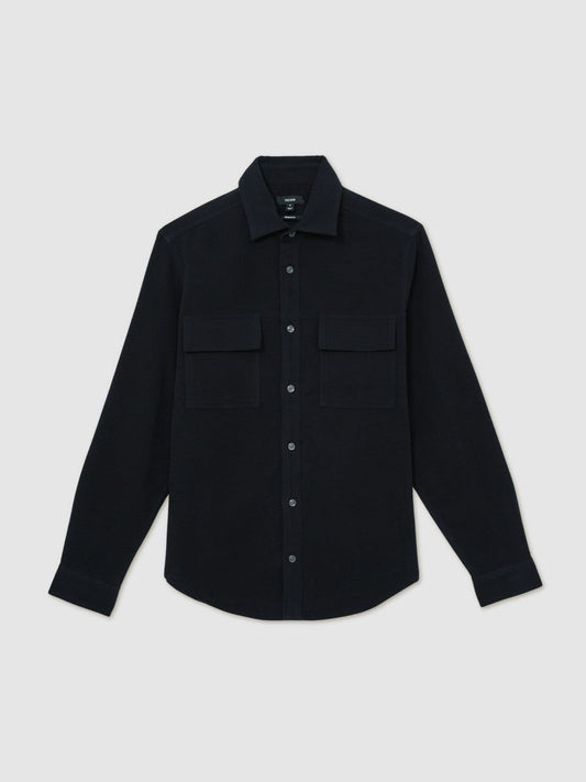 Moleskin-Cotton Twin-Pocket Overshirt Navy | Mens
