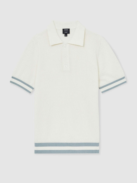 | Ché Cotton Knit Polo Shirt White | Mens
