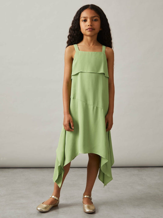 13-14 yrs Handkerchief-Hem Sleeveless Dress Green | Children