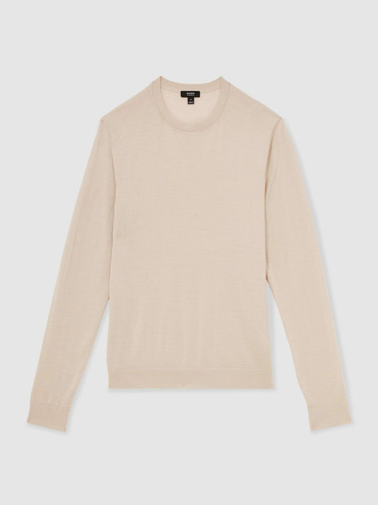 Merino-Wool Crew-Neck Jumper Beige | Mens