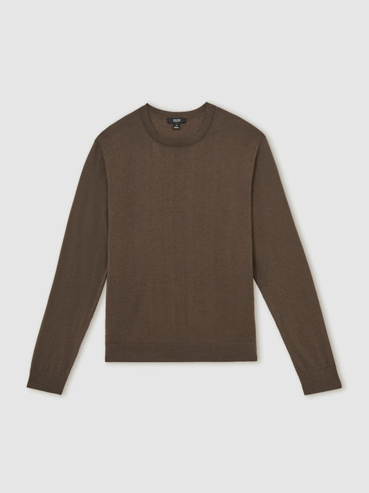 Merino-Wool Crew-Neck Jumper Chocolate Brown | Mens