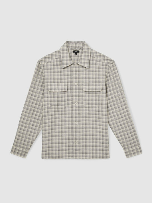 Woven Check Twin Pocket Overshirt Light Grey | Mens