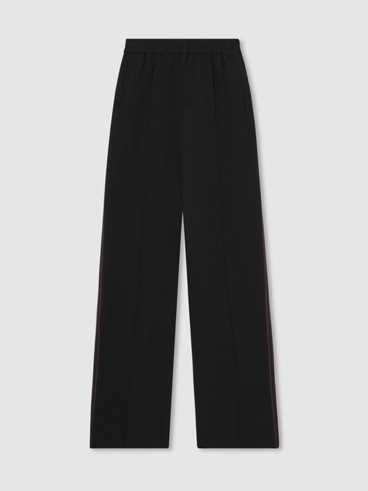 Petite Side-Stripe Wide-Leg Trousers Black | Womens