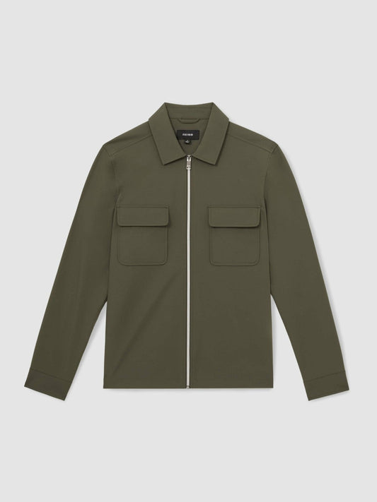 Technical Zip-Through Overshirt Green | Mens