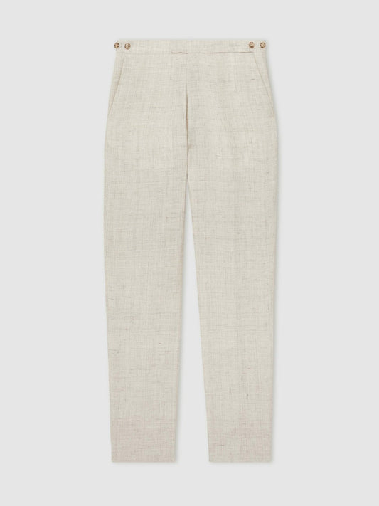 Linen-Cotton Slim-Fit Suit Trousers Stone | Mens