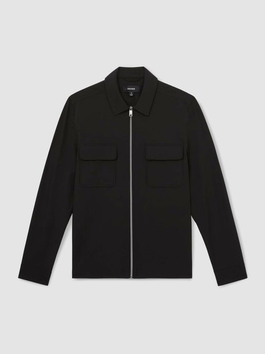 Technical Zip-Through Overshirt Black | Mens