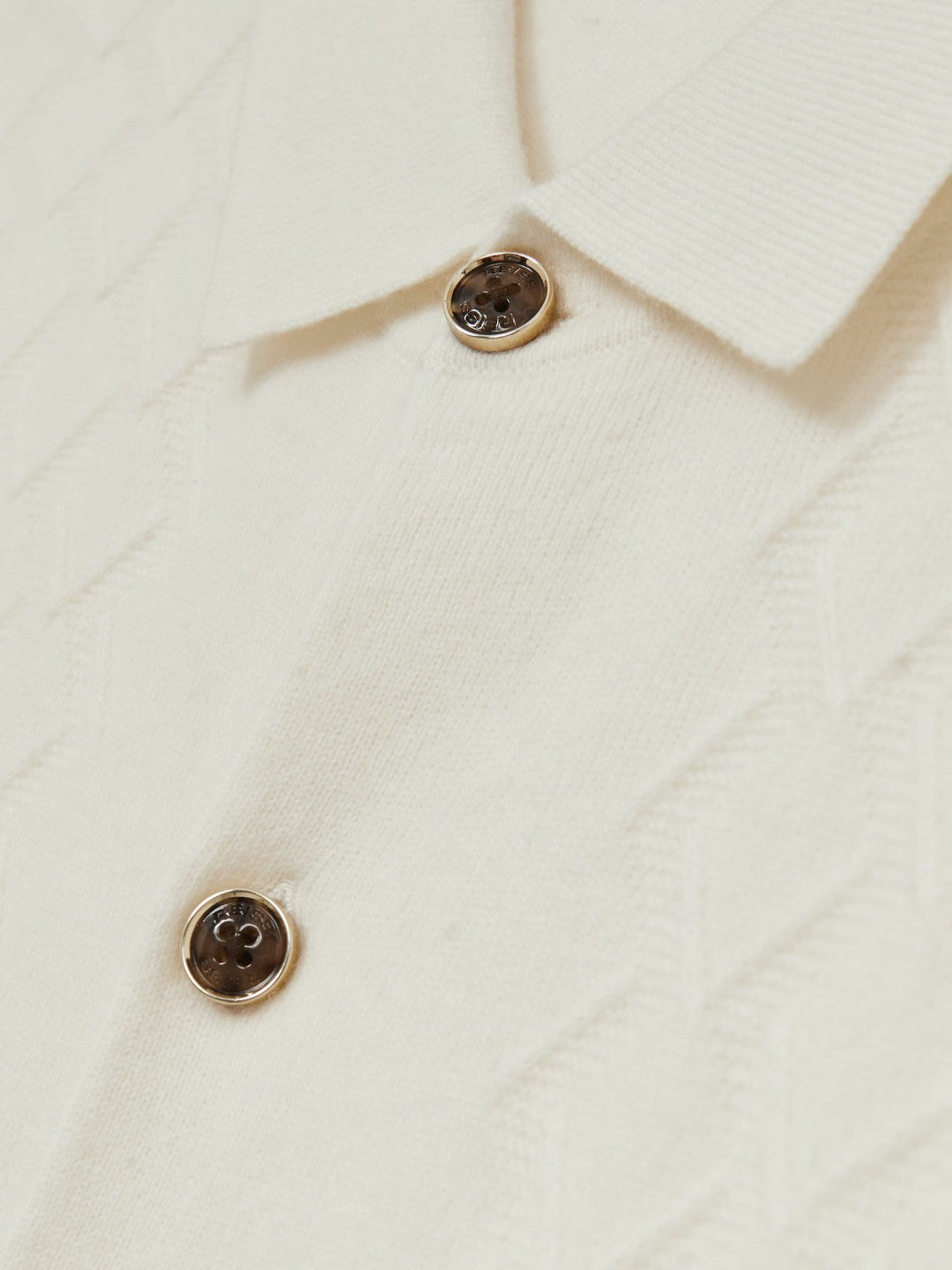 Wool V-Stitch Button-Through Cardigan Off White | Mens