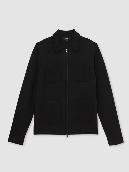 Four-Pocket Zip-Through Cardigan Black | Mens