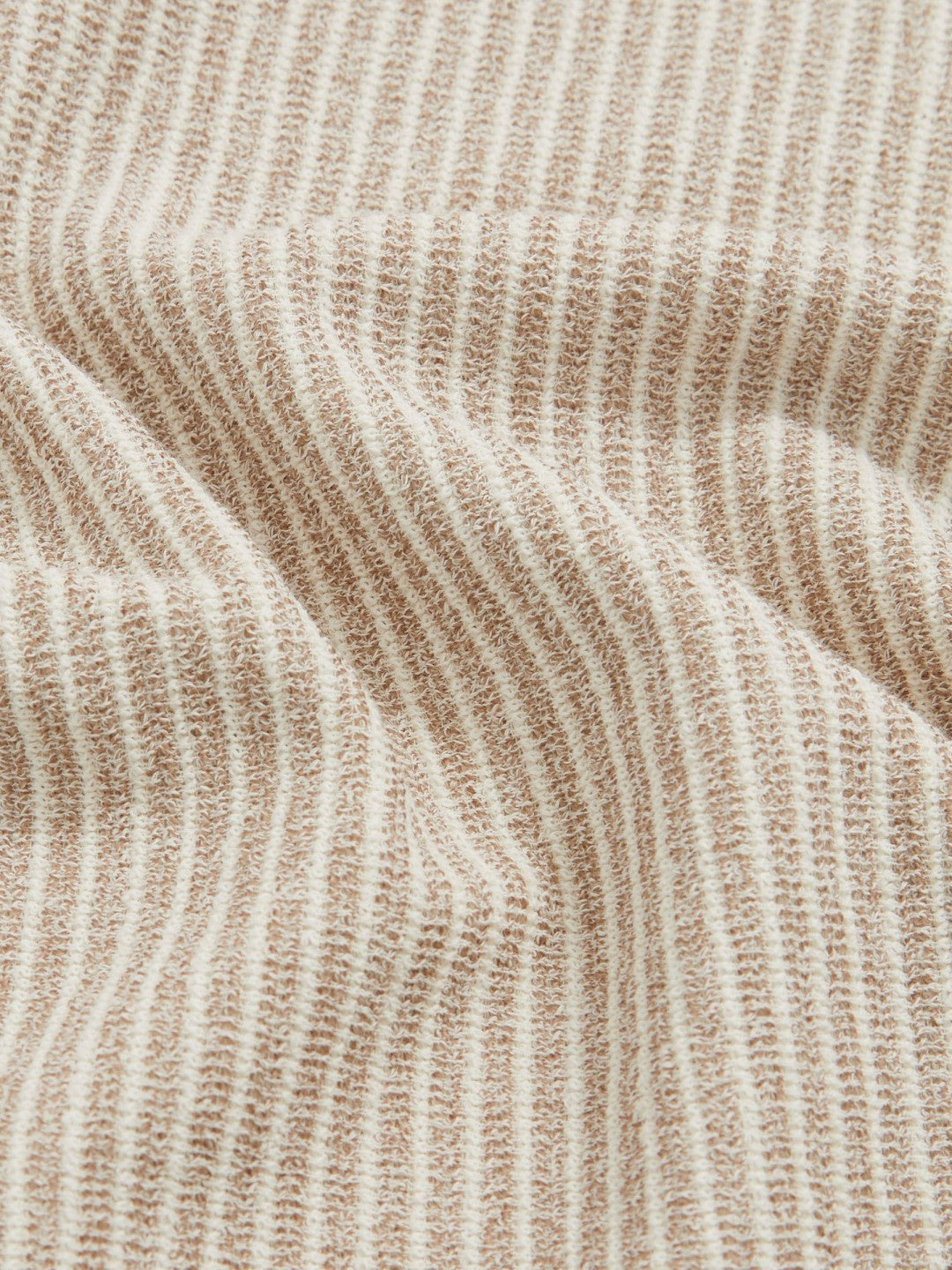 Cotton-Blend Stripe Polo Shirt Ecru/Taupe Brown | Mens