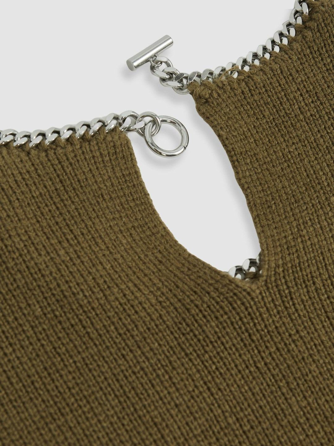 Wool-Blend Necklace-Trim Jumper with Cashmere Sage Green | Womens