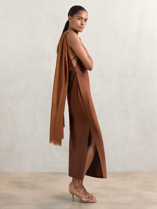 Wool-Cashmere Lightweight Scarf Camel | Womens
