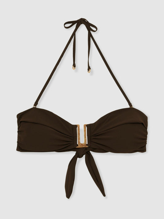 Removable Strap Bandeau Bikini Top Chocolate | Womens