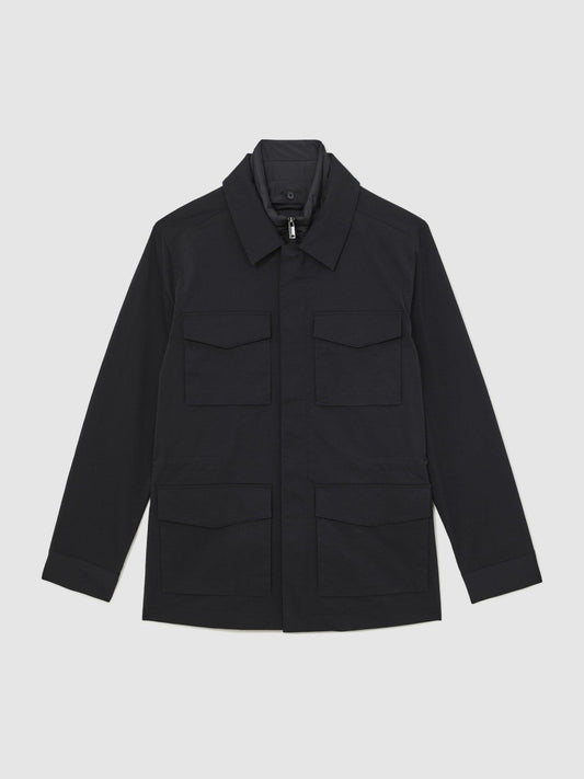 Removable-Gilet Safari Jacket Navy | Mens