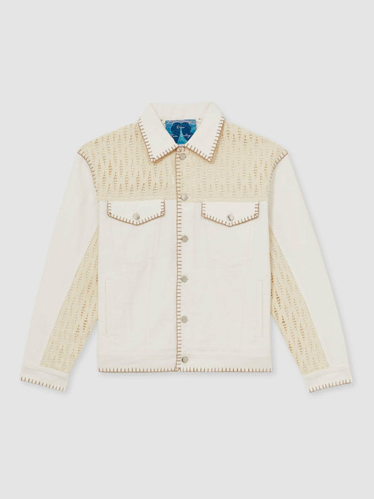 | Tom Daley Crochet Denim Jacket Off White | Mens