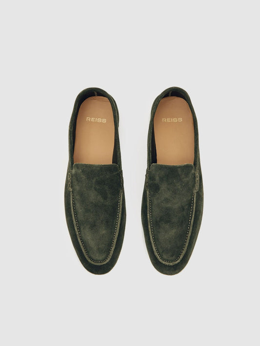 Suede Slip-On Loafers Forest Green | Mens