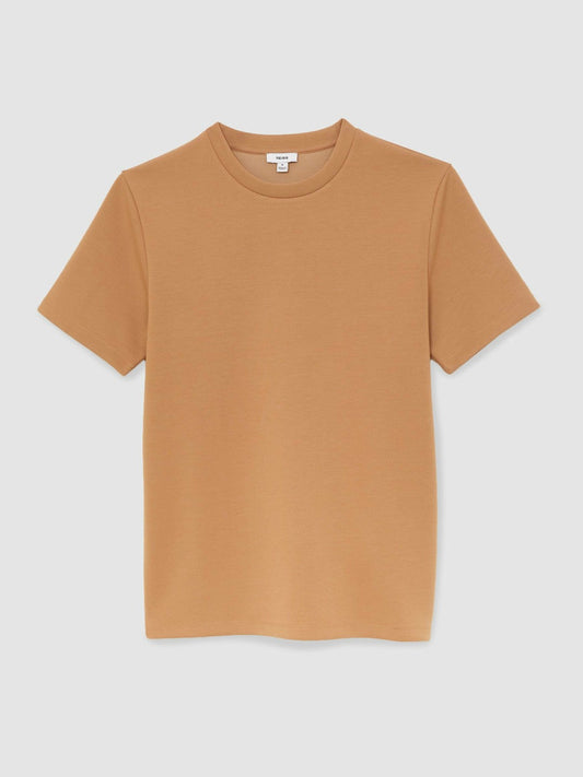 Interlock Jersey Crew Neck T-Shirt Light Camel Brown | Mens