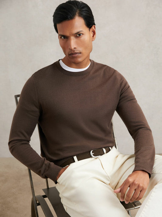 Suede Western-Style Belt Dark Brown | Mens