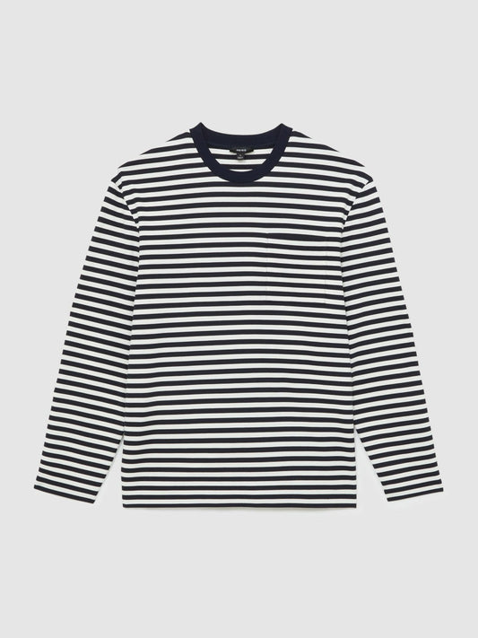 Striped Crew-Neck T-Shirt Navy/White | Mens