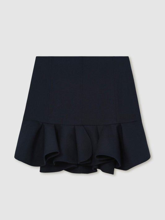 Ruffle-Hem Mini Skirt Navy | Womens