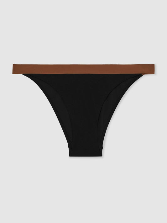 Contrast-Trim Bikini Bottoms Black/Tan | Womens