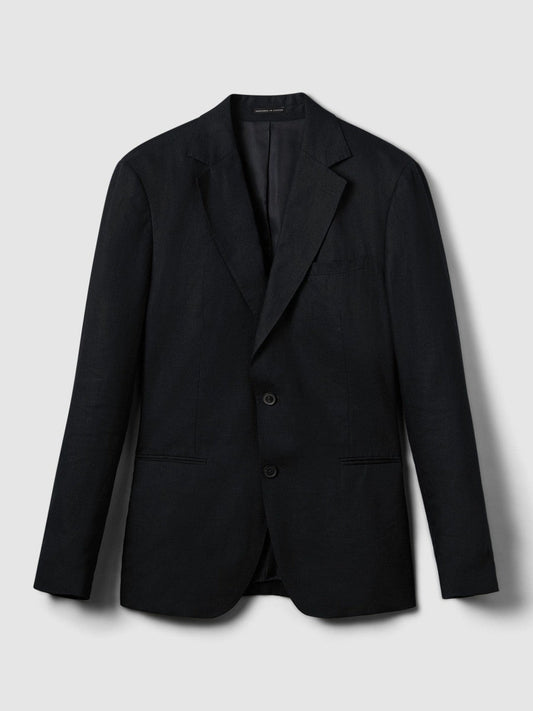 Slim-Fit Single Breasted Linen Blazer Navy | Mens