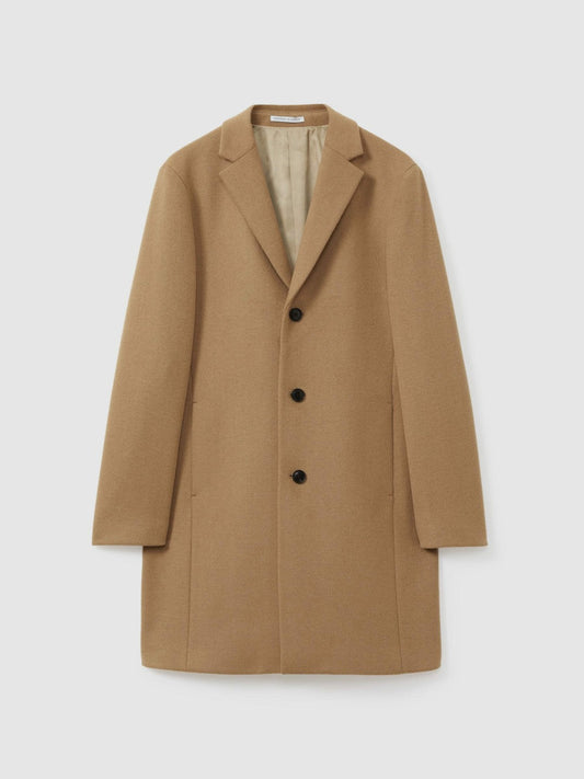 Wool Blend Single Breasted Epsom Overcoat Camel | Mens