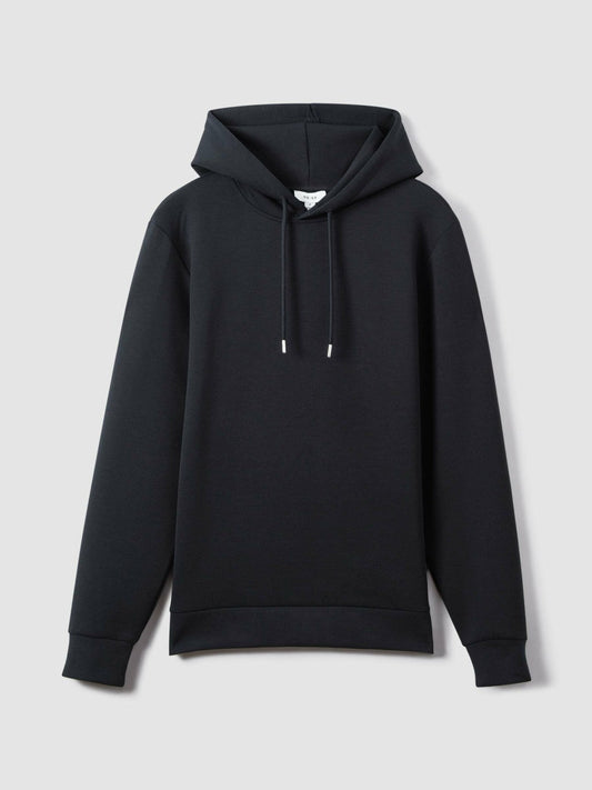 Interlock Jersey Drawstring Hoodie Navy Blue | Mens