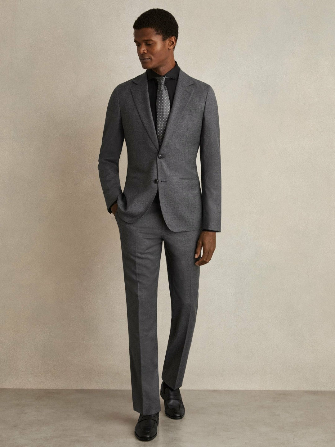 Slim Fit Cotton-Twill Two-Fold Shirt Slim-Fit Black | Mens