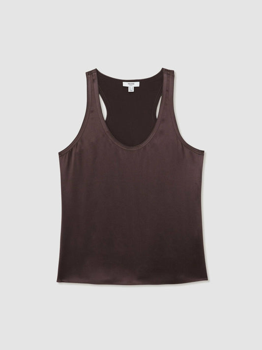 Silk Scoop-Neck Vest Mauve | Womens