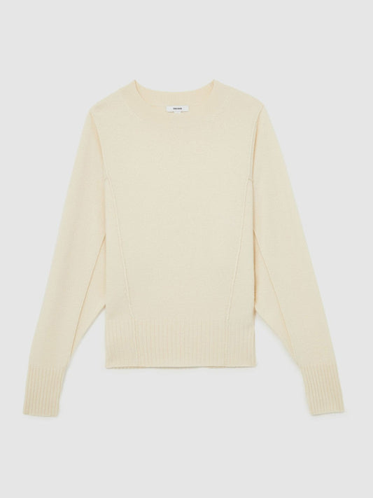 Wool-Blend Reverse-Seam Batwing Jumper With Cashmere Cream | Womens