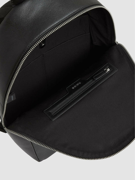 Micro-Grain Leather Backpack Black | Mens