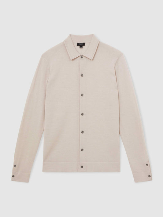 Merino Wool Button-Through Cardigan Beige | Mens