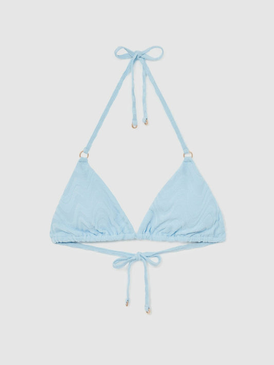 Textured Wave Triangle Bikini Top Blue | Womens