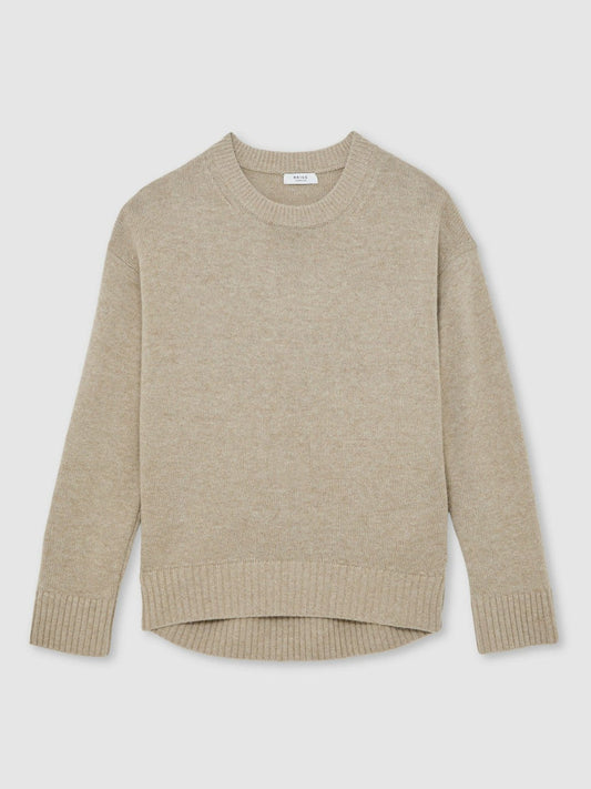 Wool-Cashmere Crew-Neck Jumper Stone | Womens