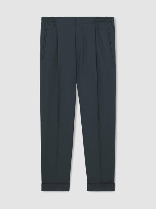 Relaxed-Fit Pleated Tapered Trousers Steel Blue | Mens