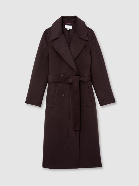 Double-Breasted Blindseam Coat Wool-Blend Aubergine | Womens