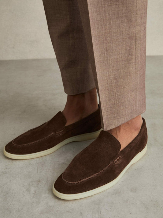 Suede Slip-On Loafers Chocolate Brown | Mens