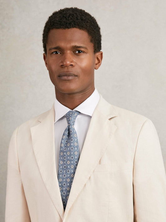 Silk Floral-Medallion Tie Soft Blue | Mens