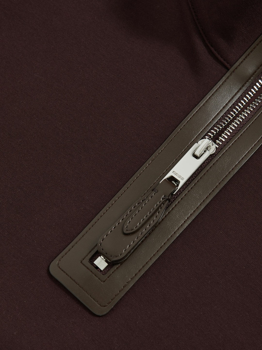 Leather-Placket Interlock Sweatshirt Cherry Red | Mens